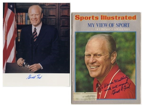 Gerald Ford Signed Lot of (2): Sports Illustrated and Photo
